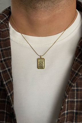 گردنبند استیل ( فولاد ) طلائی مردانه استیل ضد زنگ HYMAN - کد 869037893