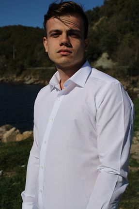 پیراهن سفید مردانه اسلیم فیت BAŞKONT - کد 869047144