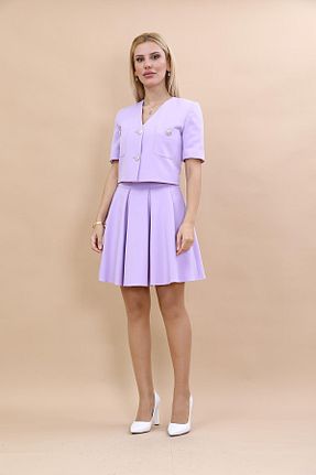 کت و شلوار بنفش زنانه یقه کتی ÖNDER ÖZSOY - کد 869047870