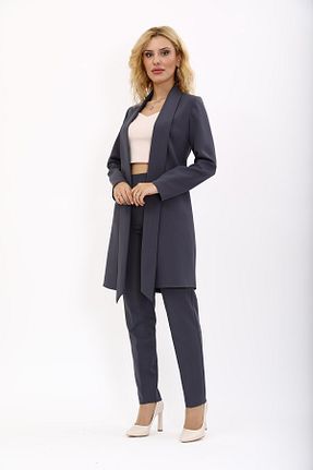 کت و شلوار طوسی زنانه یقه کتی ÖNDER ÖZSOY - کد 869050812