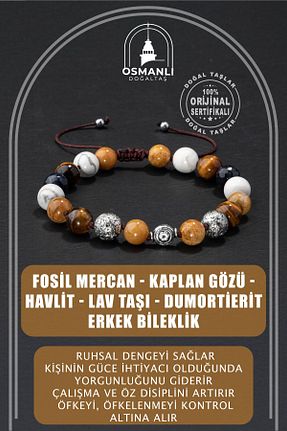 دستبند جواهر طوسی زنانه سنگ طبیعی OSMANLI DOĞAL TAŞ - کد 683987831