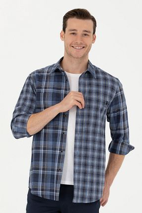 پیراهن آبی مردانه یقه پیراهنی U.S. Polo Assn. - کد 834785808
