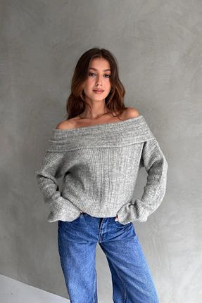پلیور طوسی زنانه Saç Örgü hillswomanstore - کد 869149884