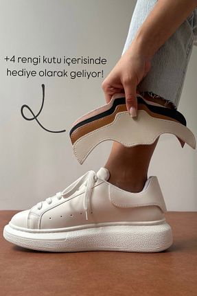 کفش اسنیکر سفید زنانه بند دار Mupa Shoes - کد 347824812