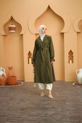 ترنچکت حجاب خاکی زنانه پنبه ای Aşkın fashion - کد 869168511