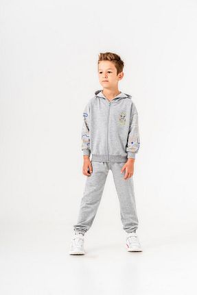 ست بالاتنه و پائین تنه طوسی بچه گانه بافت Mışıl Kids - کد 853992172