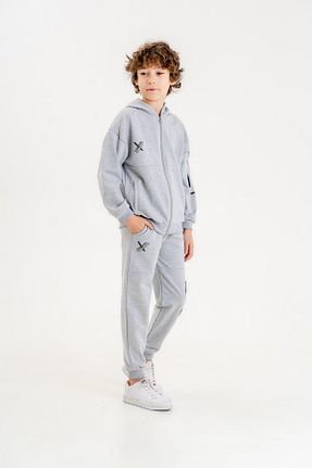 ست بالاتنه و پائین تنه طوسی بچه گانه بافت Mışıl Kids - کد 801835669
