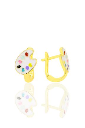 گوشواره نقره طلائی بچه گانه 925 عیار Söğütlü Silver - کد 869195532
