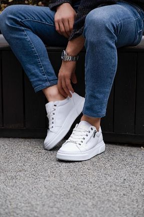 کفش اسنیکر سفید مردانه بند دار L.A Polo - کد 463783976