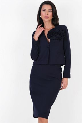 دامن سرمه ای زنانه پارچه Spazio - کد 869211834