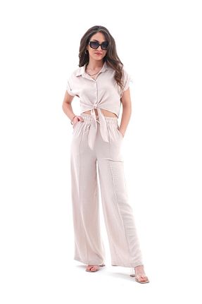 ست بالاتنه و پائین تنه بژ زنانه بافتنی CEYDA GÜMÜŞ - کد 926998218