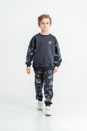 ست بالاتنه و پائین تنه طوسی بچه گانه بافت Mışıl Kids - کد 794538337