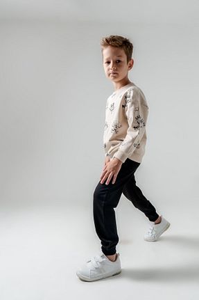 ست بالاتنه و پائین تنه مشکی بچه گانه بافت Mışıl Kids - کد 849924240