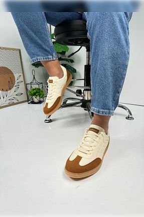 کفش اسنیکر بژ مردانه بند دار İmerShoes - کد 861044832