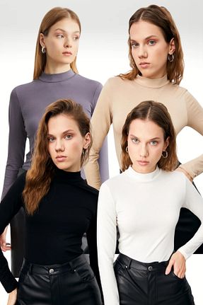بادی رنگی زنانه یقه نیم ماهیگیر Bipantolon - کد 869698815