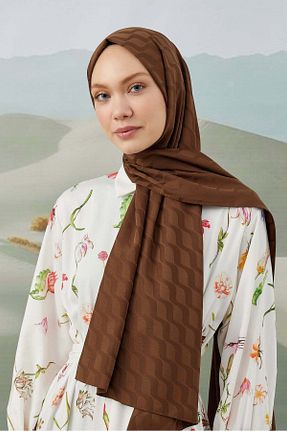 شال قهوه ای زنانه ابریشم A/F fezah prive - کد 869238977