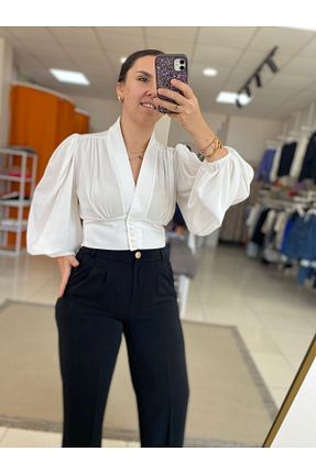بلوز سفید زنانه ساده MODA - کد 869250964