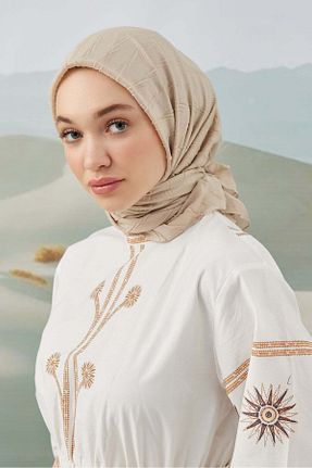 روسری بژ پنبه ای A/F fezah prive - کد 869244946