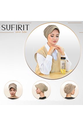 روسری بژ پنبه پلی استر Sufirit - کد 869258309