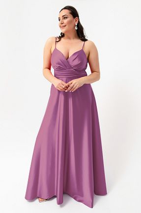 لباس مجلسی سایز بزرگ بنفش زنانه دو سینه Lafaba - کد 742081488