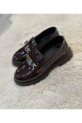 کفش لوفر قهوه ای زنانه چرم لاکی MİSS PARK MODA - کد 869261567