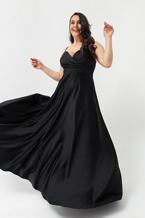 لباس مجلسی سایز بزرگ مشکی زنانه دو سینه Lafaba - کد 642508343