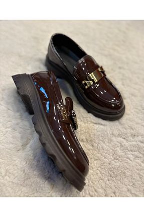 کفش لوفر قهوه ای زنانه چرم لاکی MİSS PARK MODA - کد 869261567
