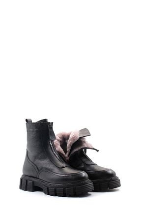 بوت / نیم بوت مشکی زنانه چرم خالص TUGERDİ - کد 869293875