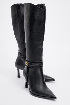 چکمه مشکی زنانه چرم مصنوعی luvishoes - کد 869293036