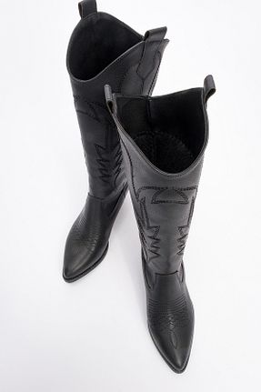 چکمه مشکی زنانه چرم مصنوعی luvishoes - کد 869290859