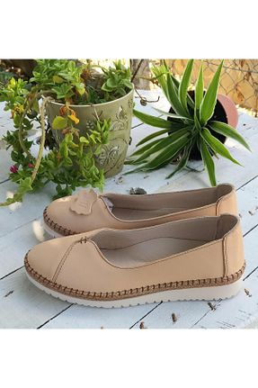 کفش کژوال بژ زنانه چرم خالص Bulldozer - کد 869291299