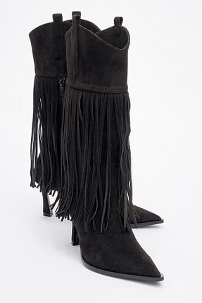 چکمه مشکی زنانه چرم مصنوعی luvishoes - کد 869292261