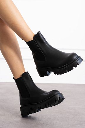 بوت / نیم بوت مشکی زنانه چرم مصنوعی HKM shoes - کد 854659465