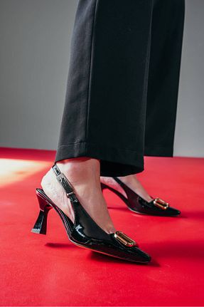 کفش پاشنه بلند کلاسیک مشکی زنانه چرم لاکی Lizzu - کد 869278616