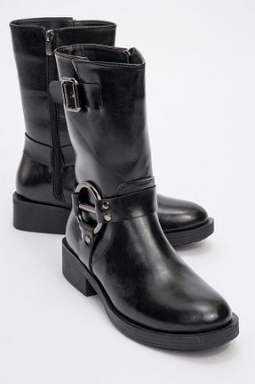 بوت / نیم بوت مشکی زنانه چرم مصنوعی luvishoes - کد 869310131