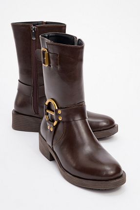 بوت / نیم بوت قهوه ای زنانه چرم مصنوعی luvishoes - کد 869310321