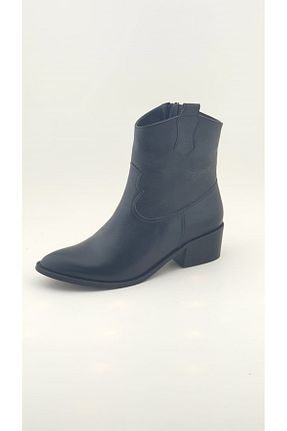 بوت / نیم بوت مشکی زنانه چرم خالص VİNİCCİ AYAKKABI - کد 869294860