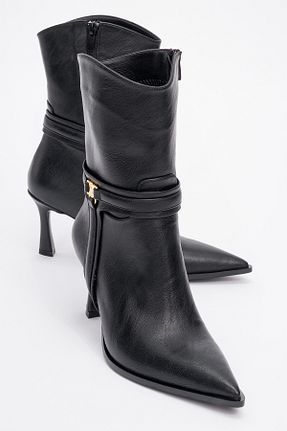 بوت / نیم بوت مشکی زنانه چرم مصنوعی luvishoes - کد 869297993