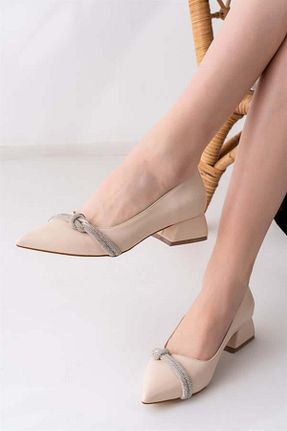 کفش کلاسیک بژ زنانه چرم مصنوعی MODAMAİSA - کد 869323689