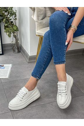 کفش اسنیکر سفید زنانه بند دار ERVANIN BUTİĞİ - کد 830306300