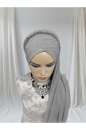 شال طوسی زنانه پنبه پلی استر NurAy - کد 869380622