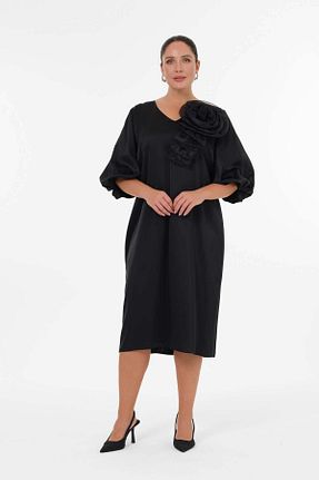 لباس سایز بزرگ مشکی زنانه ارگانزا Gemko - کد 869393489