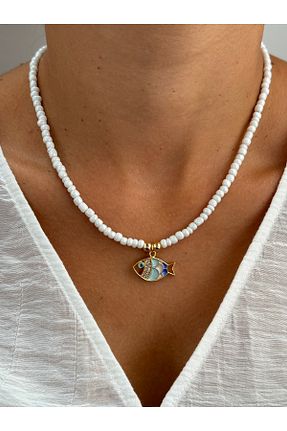 گردنبند جواهر سفید زنانه شیشه HERCY - کد 864972692
