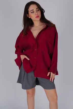 پیراهن زرشکی زنانه رگولار FACETTE - کد 814243745