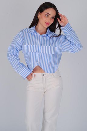 پیراهن آبی زنانه اورسایز FACETTE - کد 819452149