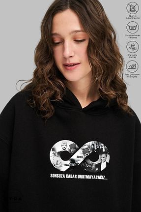 سوئیشرت مشکی زنانه چاپی Nyda Collections - کد 869409892