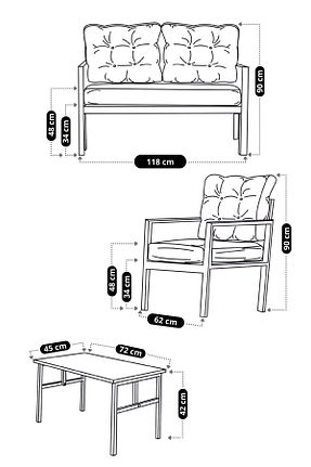 ست باغچه طوسی فلزی UFUK HOME - کد 353217499