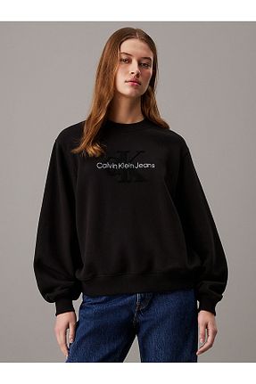سوئیشرت مشکی زنانه ساده Calvin Klein - کد 853724270