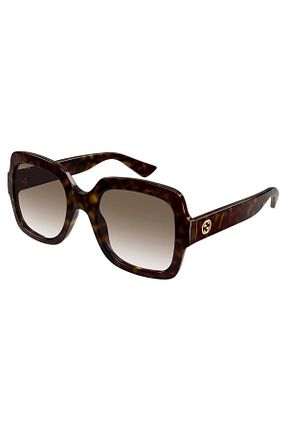 عینک آفتابی قهوه ای زنانه UV400 Gucci - کد 739651618