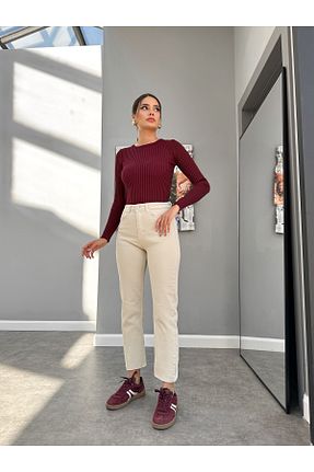 شلوار جین نباتی زنانه پاچه ساده ESRAHELVACI - کد 869590623